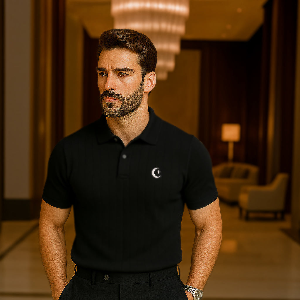 POLO CAMISERO VELOUR PREMIUM NEGRO